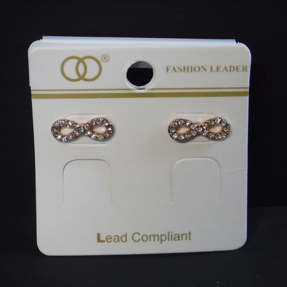 Infinity Stud Earrings in Rose Gold - Picture 1 of 2